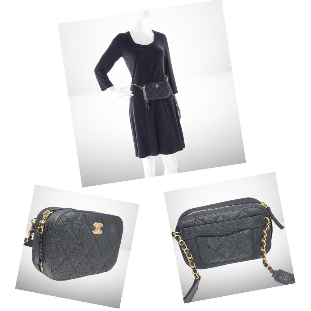 Chanel Stunning Authentic Caviar Quilted Waist Bag Black - New - Never Worn